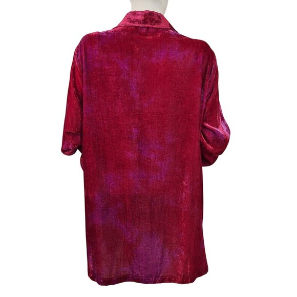 John Mark Women's Shirt Size L Red Pink Velvet Long Sleeve Button Front Tunic 44 - Picture 3 of 12